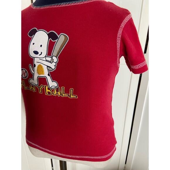 Carter's Boys Pajamas Size 18 Mo Red Gray Baseball Dog‎ Play Ball Cotton - Picture 5 of 12